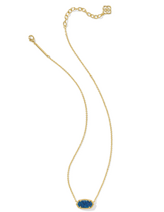 Kendra Scott Elisa Necklace Gold Blue Drusy