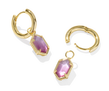 Load image into Gallery viewer, Kendra Scott Hallie Huggie Earrings Purple Watercolor Illusion Gold
