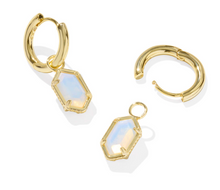 Load image into Gallery viewer, Kendra Scott Hallie Huggie Earrings Opalite Illusion Gold
