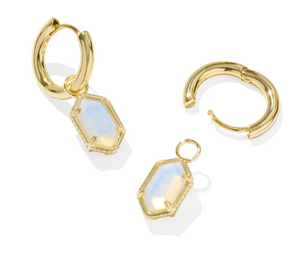 Kendra Scott Hallie Huggie Earrings Opalite Illusion Gold