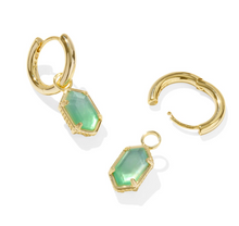 Load image into Gallery viewer, Kendra Scott Hallie Huggie Earrings Mint Green Watercolor Illusion Gold
