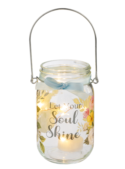 Spring Light Up Mason Jars with quote