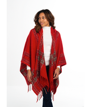 Load image into Gallery viewer, Holiday Red Plaid Hooded Wrap /Shawl
