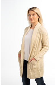 Cable Knit Cardigan in Ivory or Blue