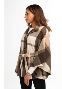 Classy Plaid Belted Wrap/Shawl