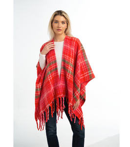 Bright Holiday Plaid Wrap/ Shawl