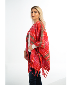 Bright Holiday Plaid Wrap/ Shawl