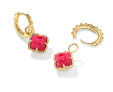 Load image into Gallery viewer, Kendra Scott Mallory Rose Huggie Earrings Gold Red Mother of Pearl
