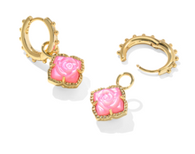 Load image into Gallery viewer, Kendra Scott Mallory Rose Huggie Earrings Blush Ivory Mother of Pearl
