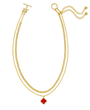 Load image into Gallery viewer, Kendra Scott Mallory Rose Multi Strand Necklace Red Mother of Pearl Gold

