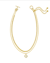 Load image into Gallery viewer, Kendra Scott Mallory Rose Multi Strand Necklace Ivory Mother of Pearl Gold
