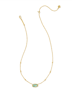 Kendra Scott Elisa Lattice Frame Necklace Light Green Mother of Pearl Gold