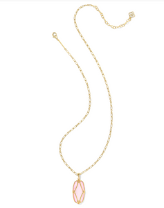 Kendra Scott Elle Lattice Frame Long Necklace Blush Ivory Mother of Pearl