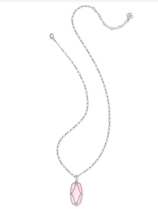 Kendra Scott Elle Lattice Frame Long Necklace Blush Ivory Mother of Pearl