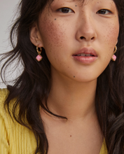 Load image into Gallery viewer, Kendra Scott Mallory Rose Huggie Earrings Blush Ivory Mother of Pearl
