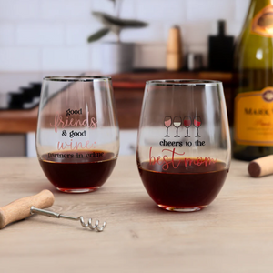 Best Mom 18 oz Stemless Wine Glass