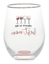 Load image into Gallery viewer, Best Mom 18 oz Stemless Wine Glass
