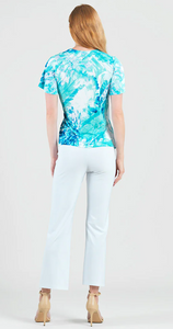Surplice Faux Wrap Side Tie Top in Ocean Petal