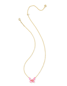 Kendra Scott Bianca Butterfly Pendant Necklace Gold Pink Mix