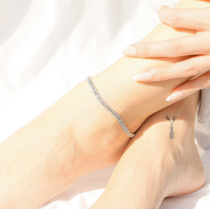 Stainless Steel Double Row Rhinestone Anklet
