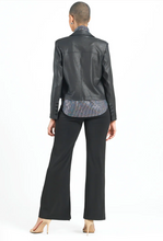 Load image into Gallery viewer, Liquid Leather Cropped Tuxedo Blazer Black
