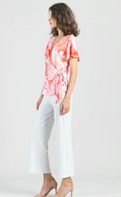 Load image into Gallery viewer, Faux Wrap Side Tie Top Sunset Petals by Clara Sunwoo

