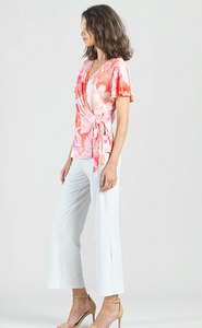 Faux Wrap Side Tie Top Sunset Petals by Clara Sunwoo