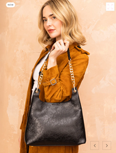 Load image into Gallery viewer, Birch Vegan Gloss Shoulder Bag in Cognac Brown
