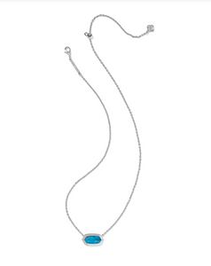 Kendra Scott Elisa Bezel Pendant Necklace Rhodium Indigo Magnesite