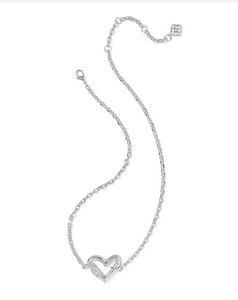 Kendra Scott Emery Heart Pendant Necklace White CZ