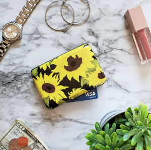 Sunflower on Black Armored Wallet RFID Protection