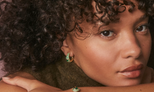 Load image into Gallery viewer, Kendra Scott Bella Gold Hoop Green Crystal Earrings
