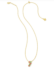 Load image into Gallery viewer, Kendra Scott Candy Cane Pendant Necklace Gold Red Green Mix
