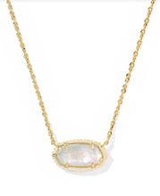 Load image into Gallery viewer, Kendra Scott Elisa Bow Pendant Necklace Iridescent Crystal Ivory Illusion
