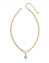 Load image into Gallery viewer, Kendra Scott Adriana Scallop Frame Multi Strand Necklace Gold Sky Blue
