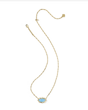 Load image into Gallery viewer, Kendra Scott Elisa Scallop Frame Necklace Sky Blue Iridescent Abalone
