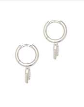 Load image into Gallery viewer, Kendra Scott Ari Heart Huggie Earring Rhodium Ivory Mother of Pearl
