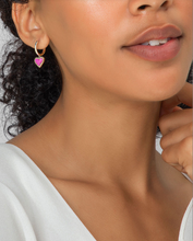 Load image into Gallery viewer, Kendra Scott Ari Heart Huggie Earring Rhodium Ivory Mother of Pearl
