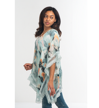 Load image into Gallery viewer, Watercolor Fringe Wrap/ Kimono
