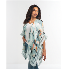Load image into Gallery viewer, Watercolor Fringe Wrap/ Kimono
