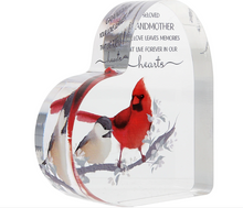 Load image into Gallery viewer, Grandmother Acrylic Heart Cardinal Plaque
