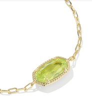 Load image into Gallery viewer, Kendra Scott Elaina Luxe Chain Bracelet Light Green CZ Gold
