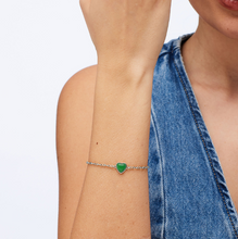 Load image into Gallery viewer, Stainless Steel Bracelet with Green Jade Central by Brosway
