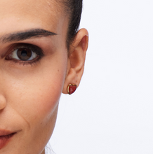 Load image into Gallery viewer, Stainless Steel Gold Stud Earrings with Red Agate by Brosway
