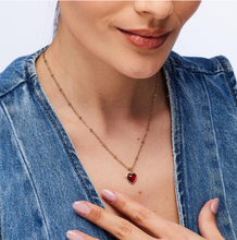 Load image into Gallery viewer, Stainless Steel Gold Necklace with Red Agate
