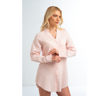 Load image into Gallery viewer, Button Up Beach Coverup in Pink or Lt Blue

