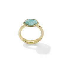 Load image into Gallery viewer, Kendra Scott Daphne Frame Band Ring Gold Teal Amazonite
