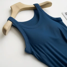 Load image into Gallery viewer, Essential Basic Rib Tank Top with Built In Bra Dark Blue
