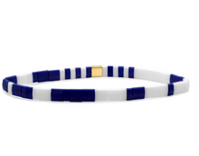 Load image into Gallery viewer, Game Day White &amp; Navy Morse Code Bracelet
