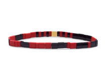 Load image into Gallery viewer, Game Day Deep Red &amp; Black Morse Code Bracelet

